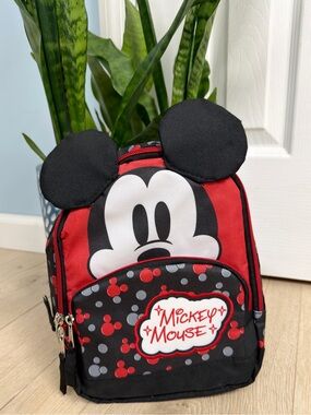 Disney Baby Mickey Mouse Mini Backpack Red Black 10” Toddler Harness Leash Bag